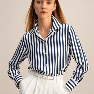 Lilysilk Amalfi Stripe Silk Shirt Button Up